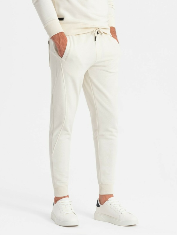 Ombre Clothing Muška pamučna trenirka BASIC krem ​​Ombre Clothing