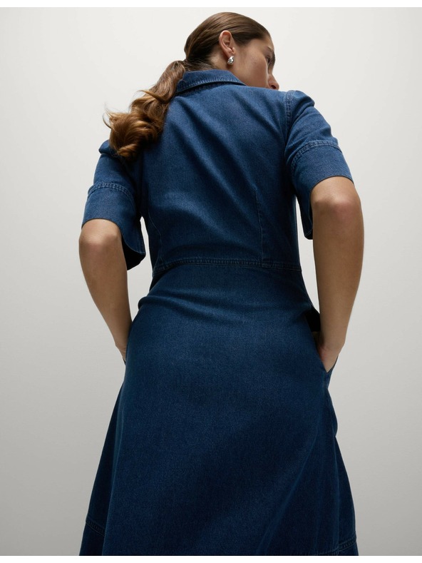 Marks & Spencer Traper midi košulja haljina s gumbima sprijeda Marks & Spencer mornarsko plava