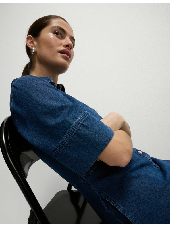 Marks & Spencer Traper midi košulja haljina s gumbima sprijeda Marks & Spencer mornarsko plava