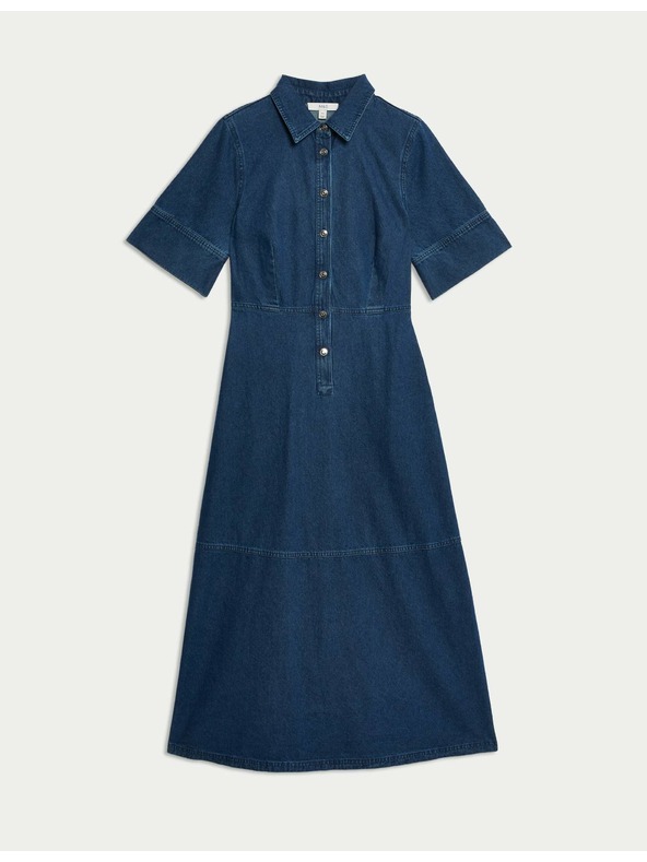 Marks & Spencer Traper midi košulja haljina s gumbima sprijeda Marks & Spencer mornarsko plava