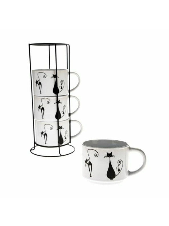 Casa de Engel Keramičke šalice u metalnom stalku, 4x300ml, 1/9