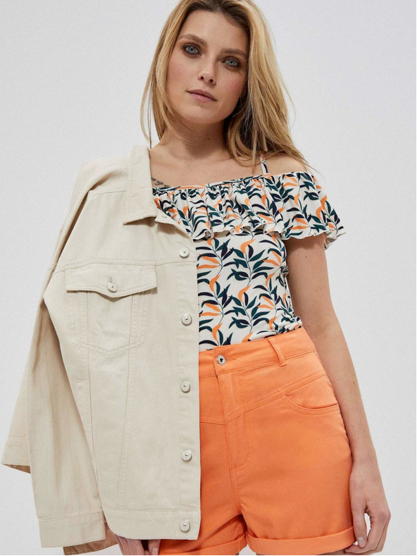 Moodo Moodo krem-zeleni ženski top s uzorkom