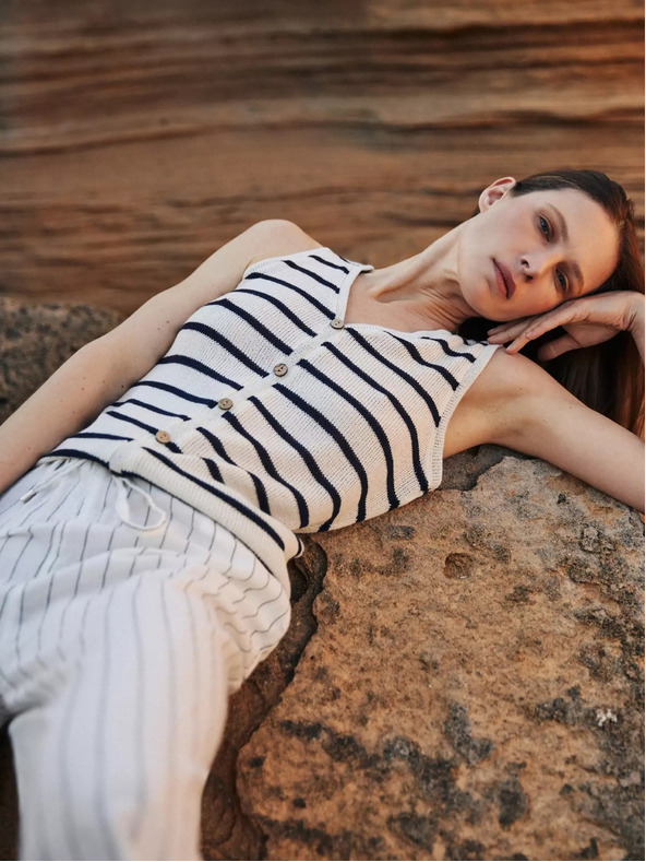 Moodo Moodo ženska majica bez rukava na pruge