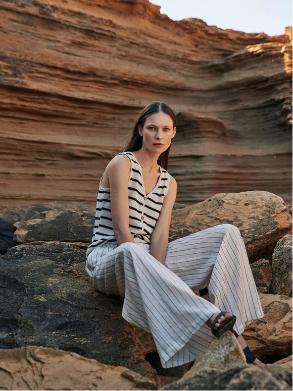 Moodo Moodo ženska majica bez rukava na pruge