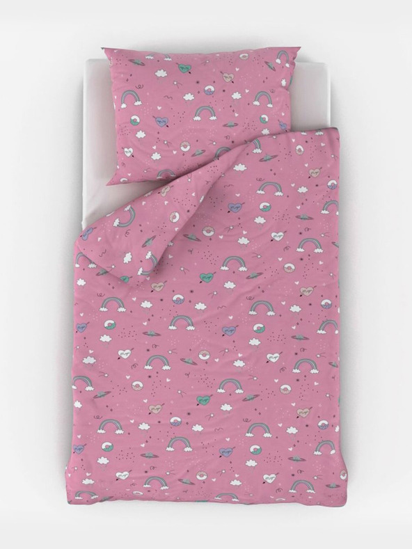 Kvalitex Pamučna posteljina za dječji krevet Clouds roza