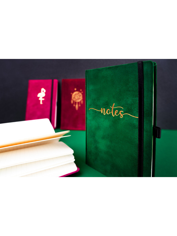 NOTIQUE NOTIQUE Notes Flamingo baršun, podstavljeno, 13 x 21 cm BAAGL