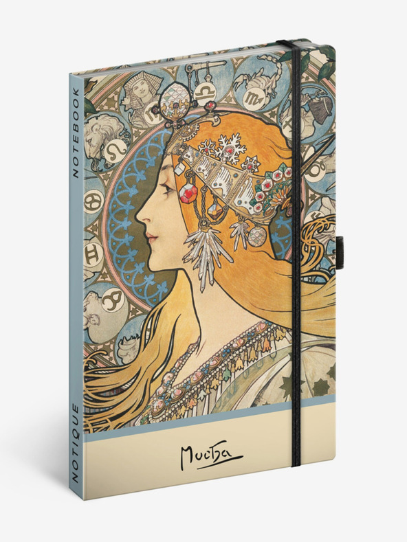 NOTIQUE NOTIQUE Notes Alfons Mucha – Zodijak, točkasto, 13 x 21 cm