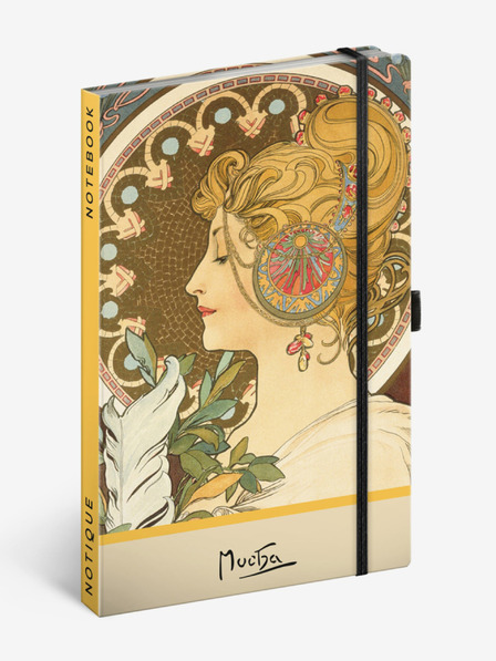 NOTIQUE NOTIQUE Notes Alfons Mucha – Pero, točkasto, 13 x 21 cm