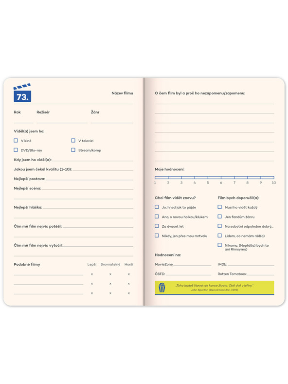 NOTIQUE NOTIQUE Notes Bilježnica filmofila, 13 x 21 cm