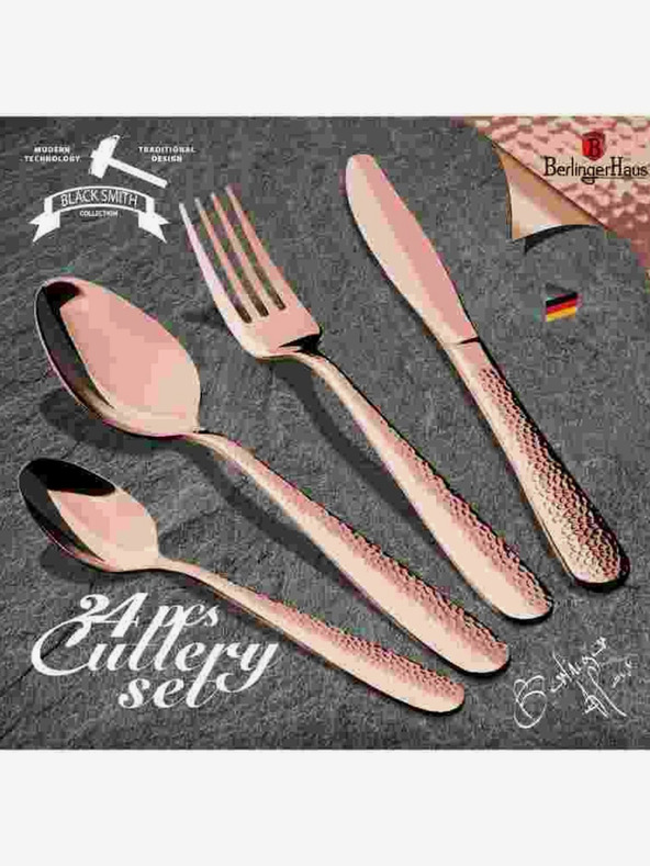 Berlingerhaus Set pribora za jelo 24 kom nehrđajući čelik Rosegold Metallic Line II BERLINGERHAUS