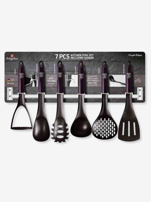 Berlingerhaus Kuhinjski pribor sa zidnim držačem 7 kom Purple Eclipse Collection BERLINGERHAUS