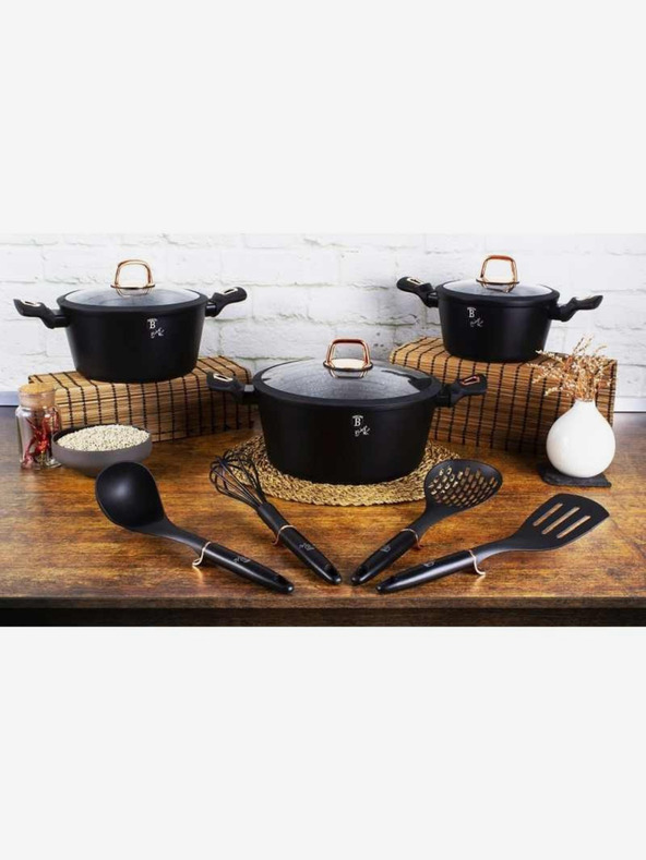 Berlingerhaus Lonac s poklopcem s mramornom površinom 20 cm Black Rose Collection BERLINGERHAUS