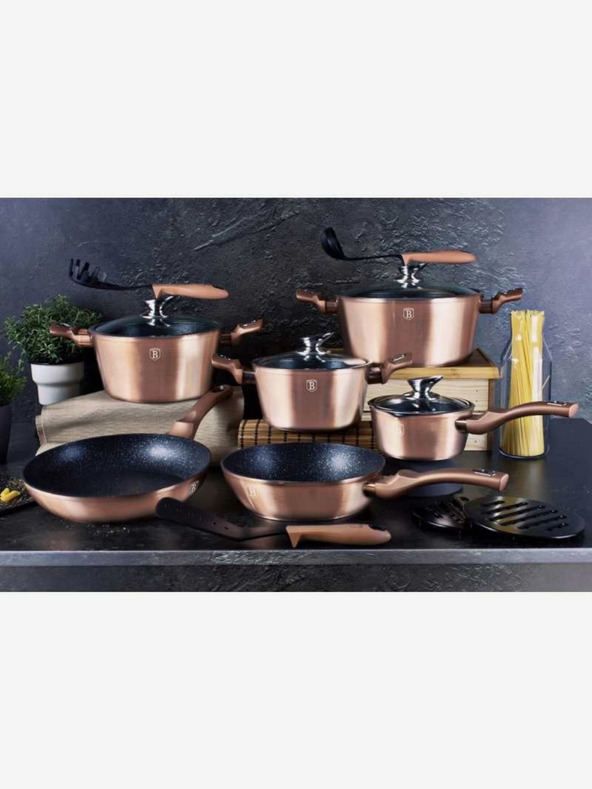 Berlingerhaus Lonac s mramorom presvučenom i poklopcem 24 cm Rosegold Metallic Line BERLINGERHAUS