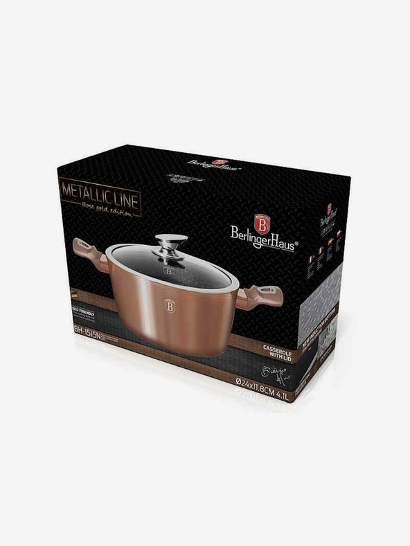 Berlingerhaus Lonac s mramorom presvučenom i poklopcem 24 cm Rosegold Metallic Line BERLINGERHAUS