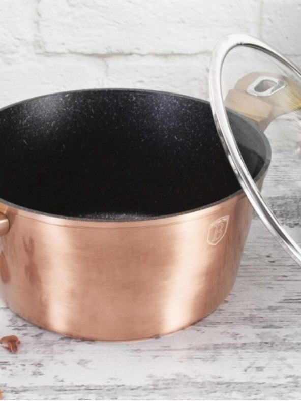 Berlingerhaus Lonac s mramornom površinom i poklopcem 30 cm Rosegold Metallic Line BERLINGERHAUS