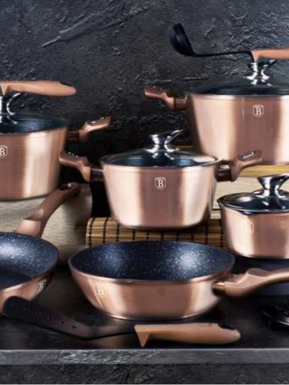 Berlingerhaus Lonac s mramornom površinom i poklopcem 30 cm Rosegold Metallic Line BERLINGERHAUS