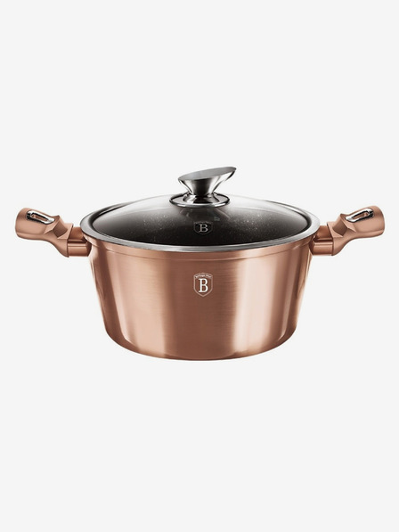 Berlingerhaus Lonac s mramornom površinom i poklopcem 28 cm Rosegold Metallic Line BERLINGERHAUS