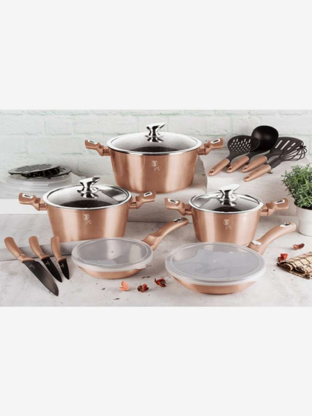 Berlingerhaus Lonac s mramornom površinom i poklopcem 28 cm Rosegold Metallic Line BERLINGERHAUS