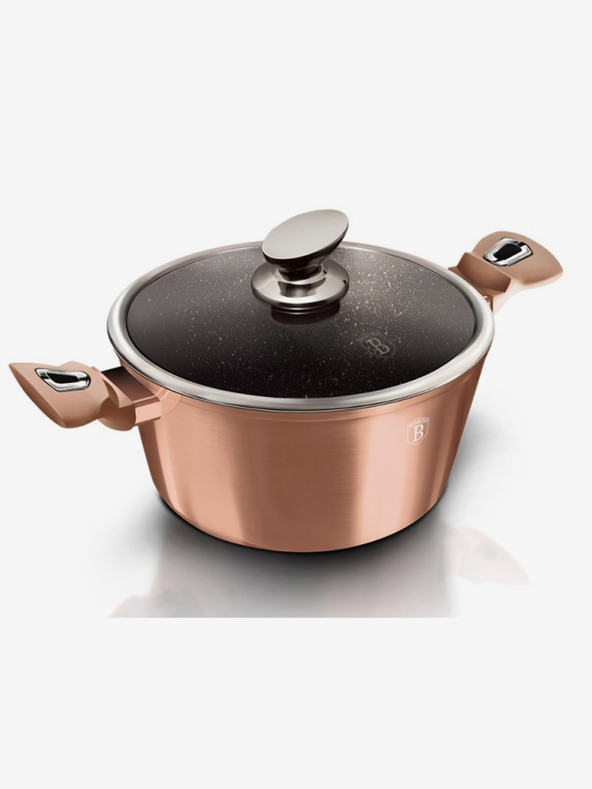 Berlingerhaus Lonac s mramornom površinom i poklopcem 28 cm Rosegold Metallic Line BERLINGERHAUS