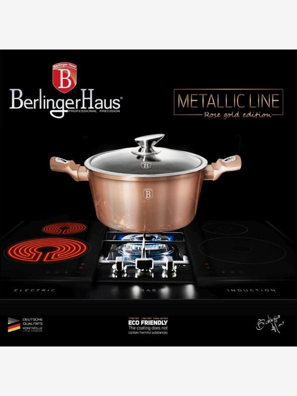 Berlingerhaus Lonac s mramornom površinom i poklopcem 28 cm Rosegold Metallic Line BERLINGERHAUS