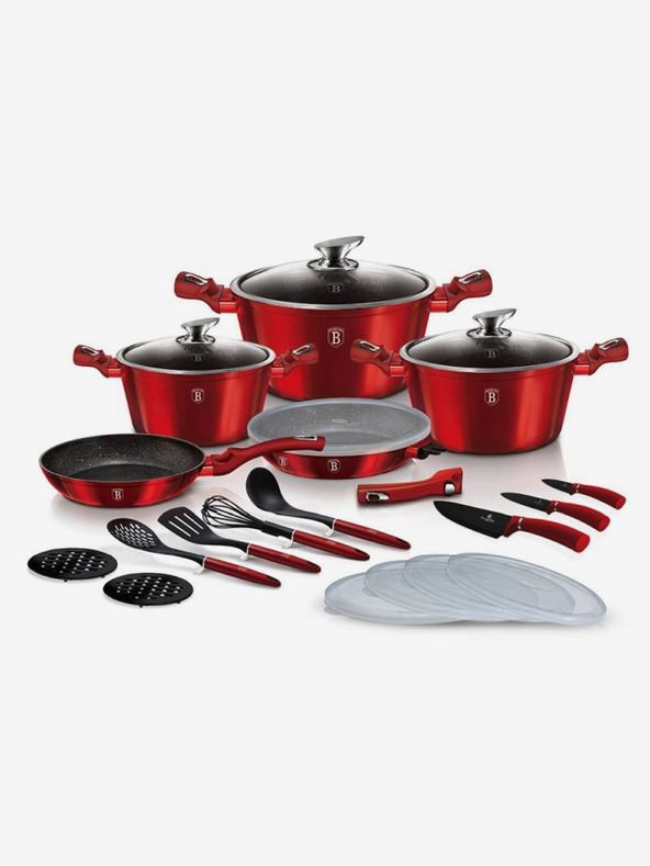 Berlingerhaus Set posuđa s mramornom površinom 22 kom Burgundy Metallic Line BERLINGERHAUS