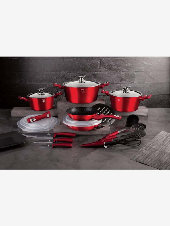 Berlingerhaus Set posuđa s mramornom površinom 22 kom Burgundy Metallic Line BERLINGERHAUS