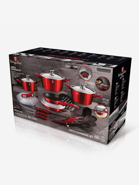 Berlingerhaus Set posuđa s mramornom površinom 22 kom Burgundy Metallic Line BERLINGERHAUS