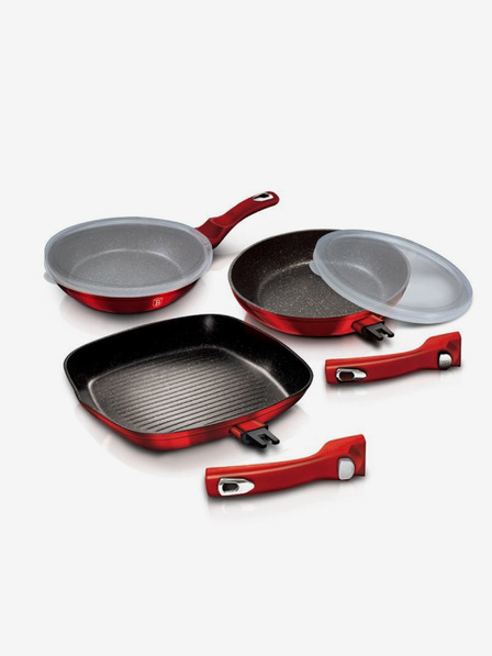 Berlingerhaus Tava s uklonjivom ručkom set 5 kom Burgundy Metallic Line roštilj BERLINGERHAUS