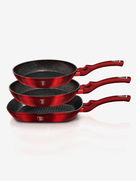 Berlingerhaus Tava s mramornom površinom set od 3 komada Burgundy Metallic Line BERLINGERHAUS