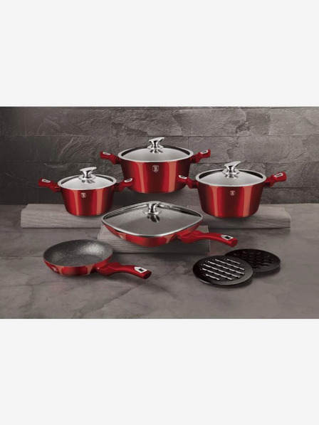 Berlingerhaus Set posuđa s mramornom površinom 11 kom Burgundy Metallic Line BERLINGERHAUS