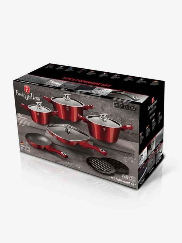 Berlingerhaus Set posuđa s mramornom površinom 11 kom Burgundy Metallic Line BERLINGERHAUS