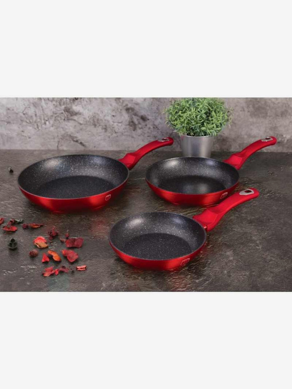 Berlingerhaus Tava s mramornom površinom set od 3 komada Burgundy Metallic Line BERLINGERHAUS