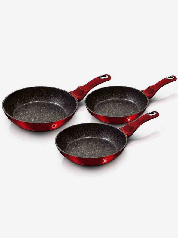 Berlingerhaus Tava s mramornom površinom set od 3 komada Burgundy Metallic Line BERLINGERHAUS