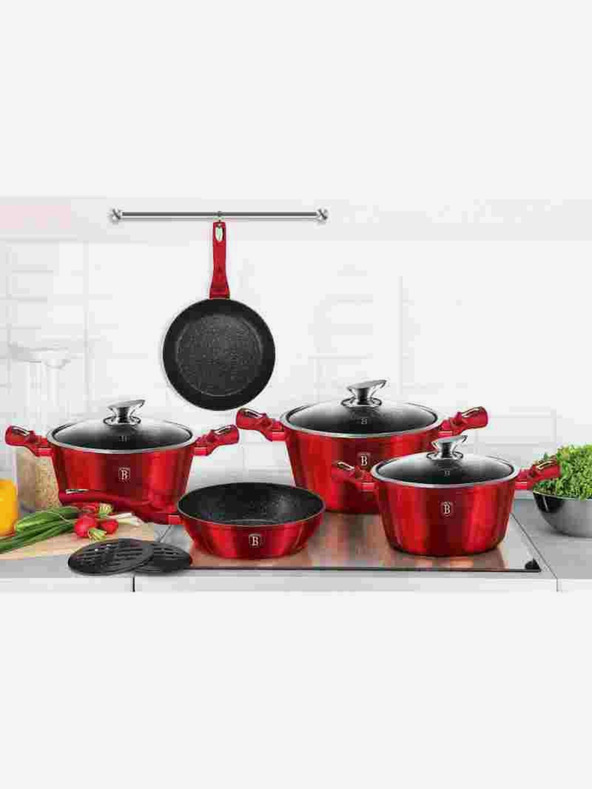 Berlingerhaus Tava s mramornom površinom set od 3 komada Burgundy Metallic Line BERLINGERHAUS