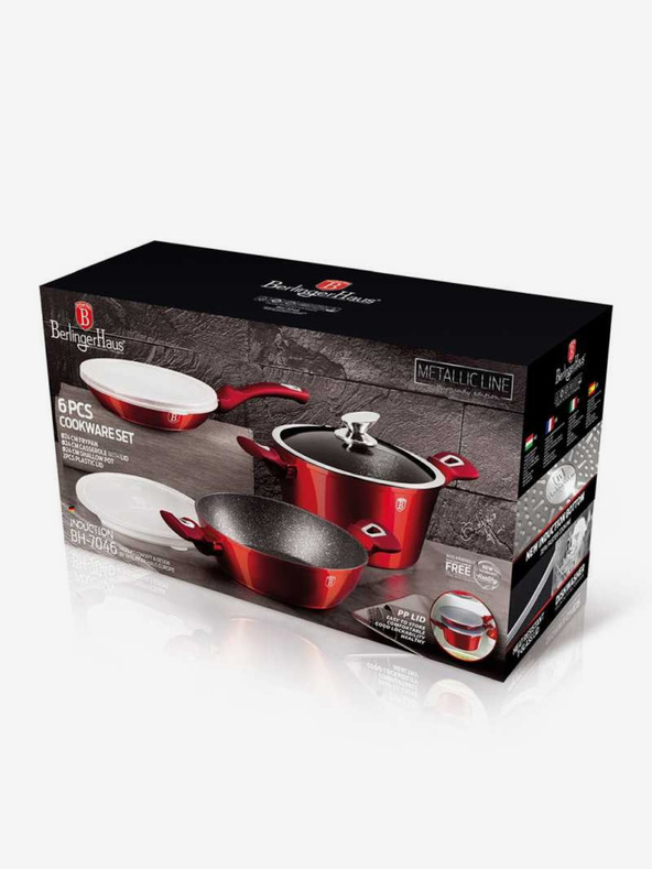 Berlingerhaus Set od 6 komada posuđa Burgundy Metallic Line BERLINGERHAUS obloženog mramorom