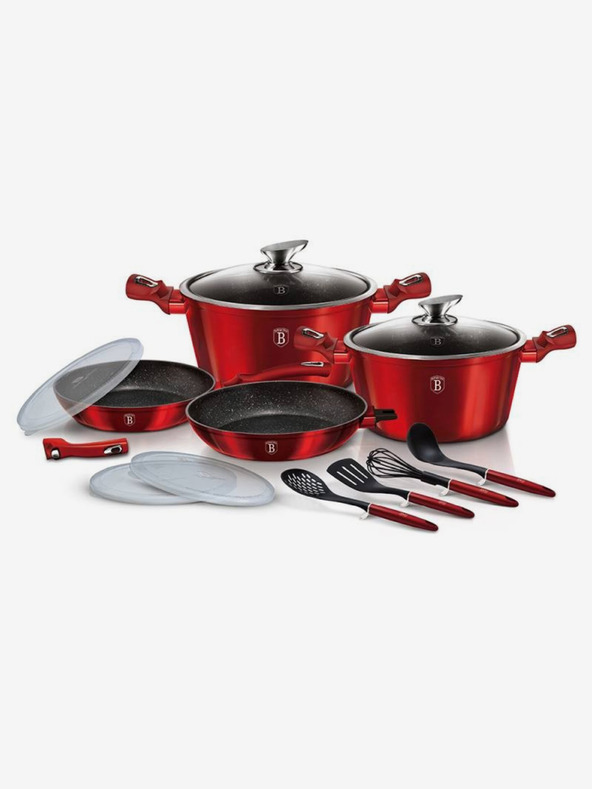 Berlingerhaus Set posuđa s mramornom završnicom 13 kom Burgundy Metallic Line I BERLINGERHAUS