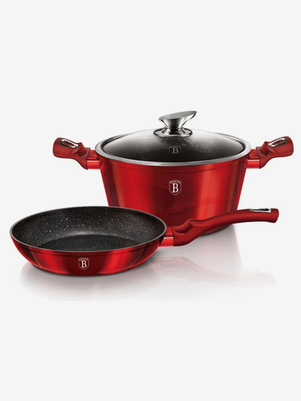 Berlingerhaus Set posuđa s mramornom površinom od 3 komada Burgundy Metallic Line BERLINGERHAUS