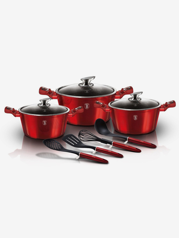 Berlingerhaus Set posuđa s mramornom površinom od 10 komada Burgundy Metallic Line BERLINGERHAUS