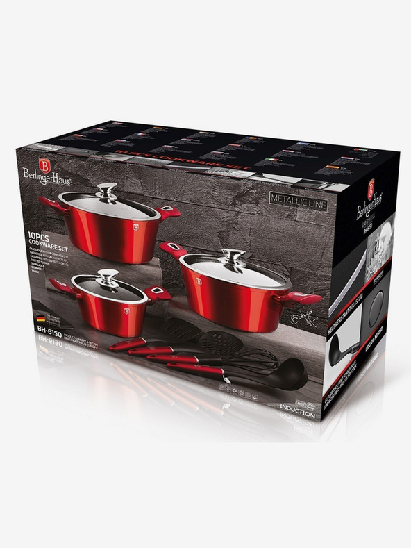 Berlingerhaus Set posuđa s mramornom površinom od 10 komada Burgundy Metallic Line BERLINGERHAUS