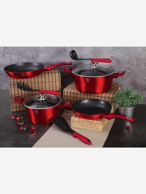 Berlingerhaus Set posuđa s mramornom površinom od 10 komada Burgundy Metallic Line BERLINGERHAUS