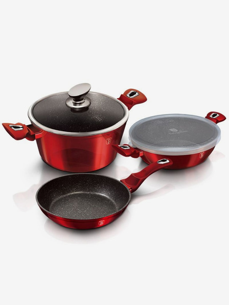 Berlingerhaus Set posuđa s mramornom površinom od 5 komada Burgundy Metallic Line BERLINGERHAUS