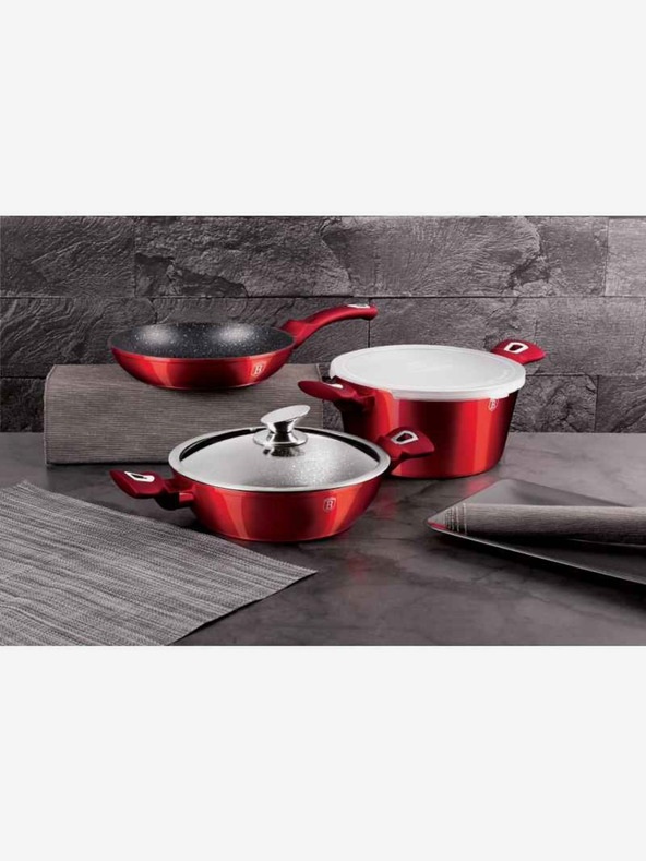 Berlingerhaus Set posuđa s mramornom površinom od 5 komada Burgundy Metallic Line BERLINGERHAUS