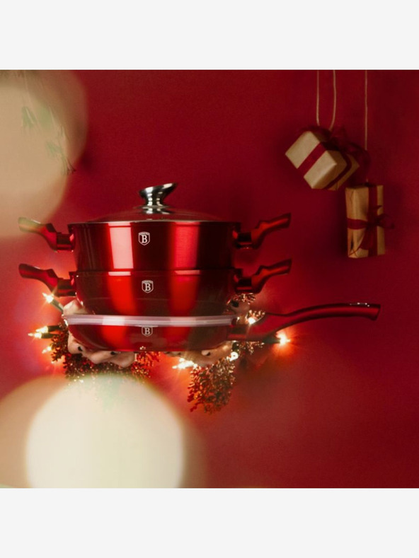 Berlingerhaus Set posuđa s mramornom površinom od 5 komada Burgundy Metallic Line BERLINGERHAUS