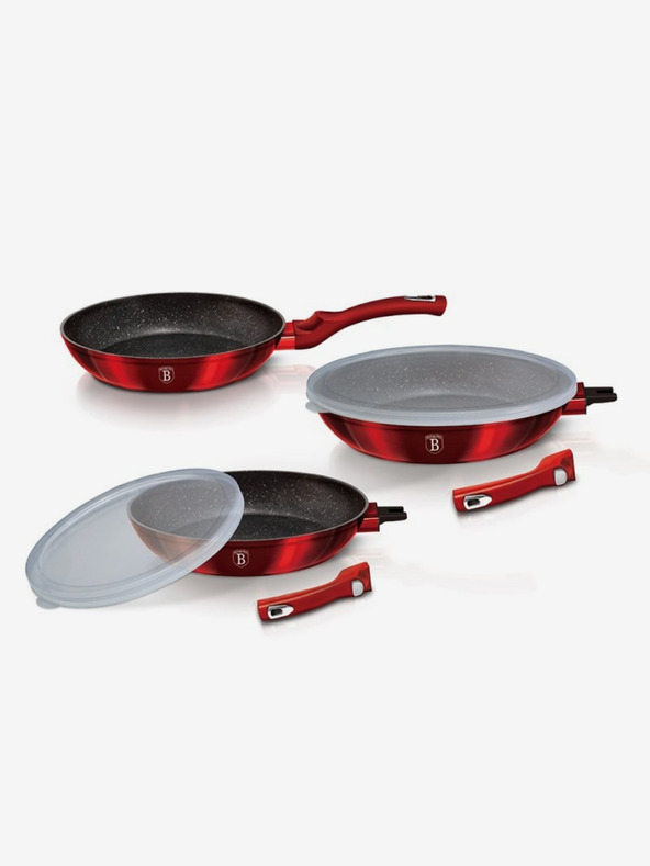 Berlingerhaus Tava za prženje s uklonjivom ručkom set od 5 komada Burgundy Metallic Line BERLINGERHAUS