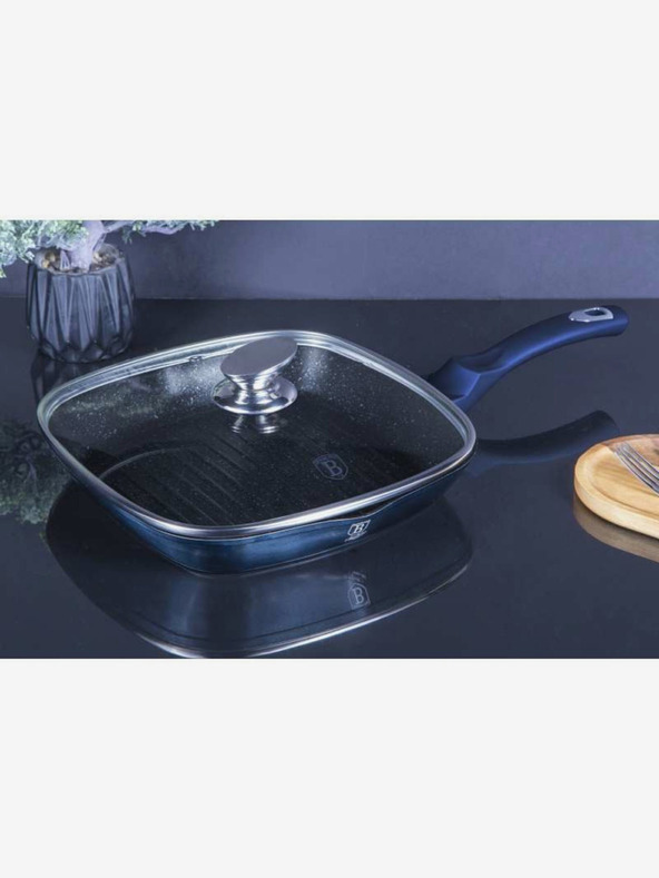 Berlingerhaus Grill tava s mramornom površinom i poklopcem 28 cm BERLINGERHAUS Metallic Line Aquamarine Edition
