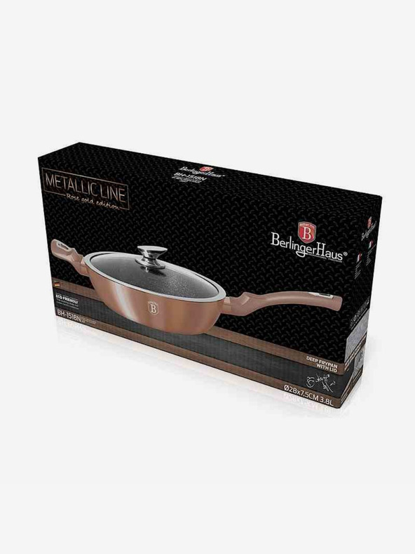 Berlingerhaus Duboka tava s mramornom površinom i poklopcem 28 cm Rosegold Metallic Line BERLINGERHAUS