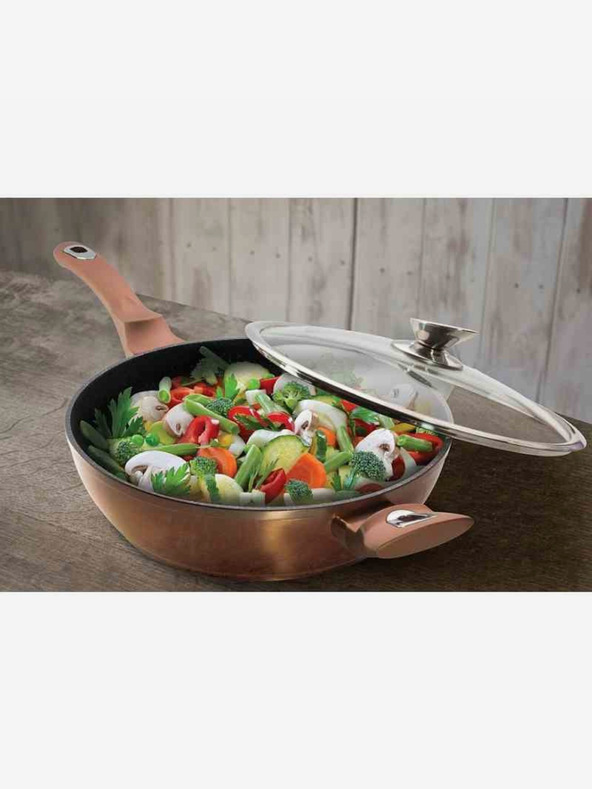 Berlingerhaus Duboka tava s mramornom površinom i poklopcem 28 cm Rosegold Metallic Line BERLINGERHAUS