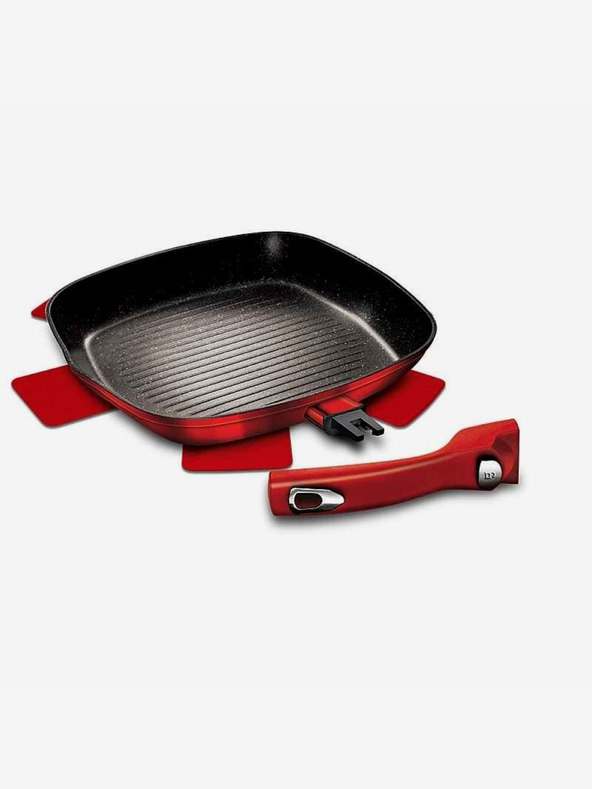 Berlingerhaus Tava za roštilj s mramornom površinom i uklonjivom ručkom 28 cm Burgundy Metallic Line BERLINGERHAUS