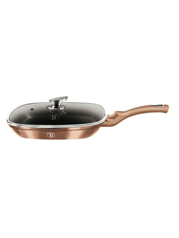 Berlingerhaus Tava za roštilj s mramornom površinom i poklopcem 28 cm Rosegold Metallic Line BERLINGERHAUS