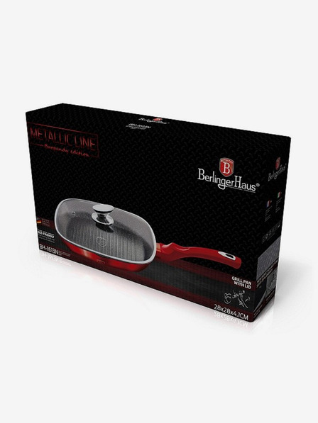 Berlingerhaus Grill tava s poklopcem i mramornom površinom 28 cm Burgundy Metallic Line BERLINGERHAUS